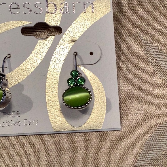 Dress Barn Jewelry Nwt 4 Pairs Earrings In Silver And Green Accents